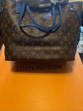 Louis Vuitton Monogram Tote with Blue Trim and Handles